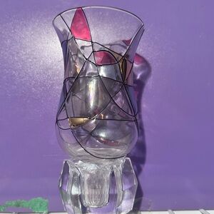 Partylite Calypso Mosaic glass vase with faceted hexagonal base.
